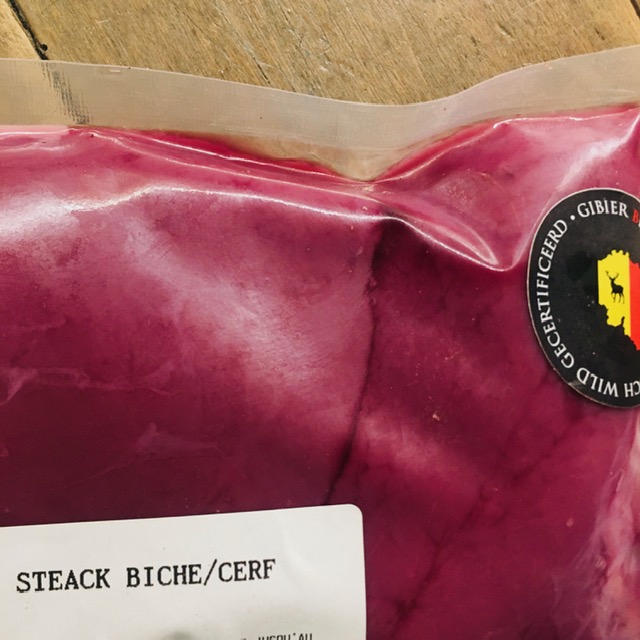 gibier - steaks - biche/cerf - 2 pc.x200g (JE 21/12 - sur commande)