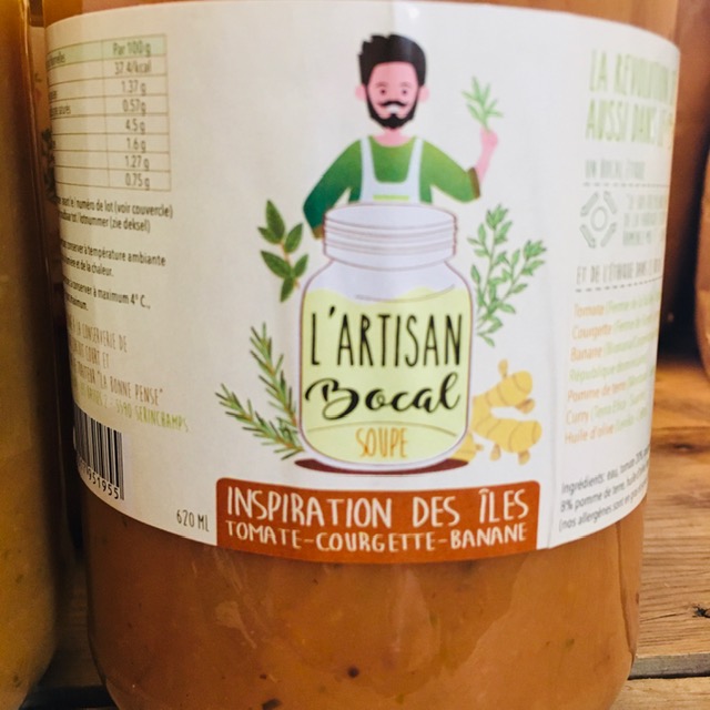 Soupe - tomate/courgette/bananes/curry- 3 bols (620 ml)
